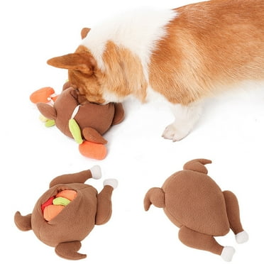 SPRING PARK Roasted Thanksgiving Turkey Plush Dog Toy with Molar Function for Bite Resistance, 24cm