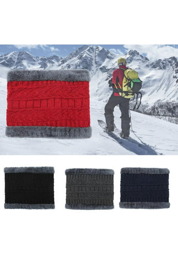 Scarf Winter Woolen Yarn Neck Warmer Knit Fleece Lined Circle Loop Scarves Gifts