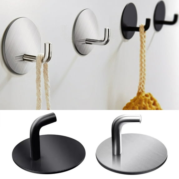 SPRING PARK Self Adhesive Hooks Stainless Steel Strong Sticky Stick on Wall Door