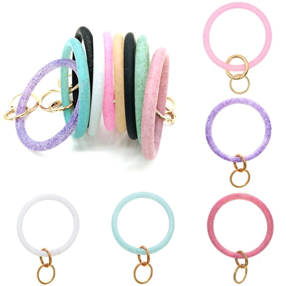 SPRING PARK Silicone Keyring Bracelet Bangle Wristlet Sports Swim Keychain Key Ring Car Key Chain