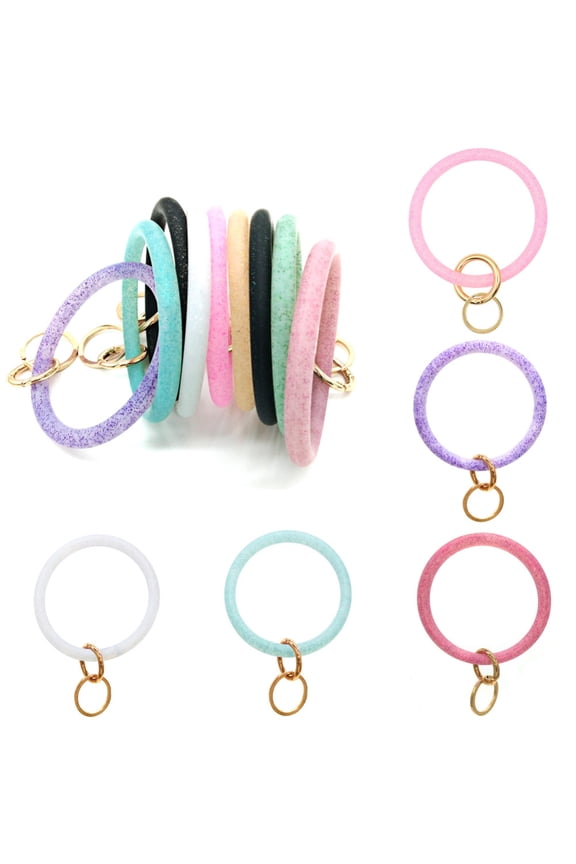 Silicone Keyring Bracelet Bangle Wristlet Sports Swim Keychain Key Ring Car Key Chain
