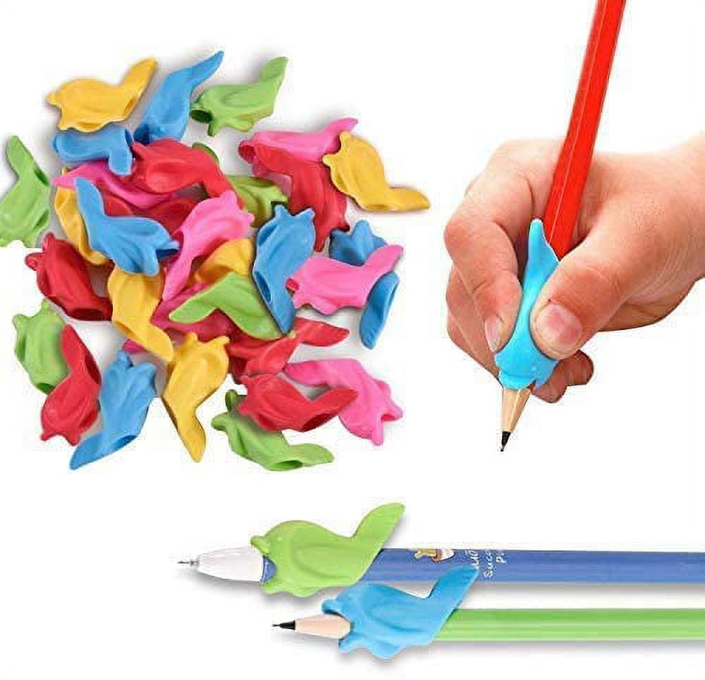 SPRING PARK 50Pcs Kids Silicone Pencil Grips, Comfortable Writing Aid ...