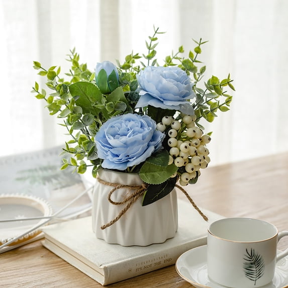 SPRING PARK Silk Artificial Rose Flower Potted Plant Wedding Home Party Decor