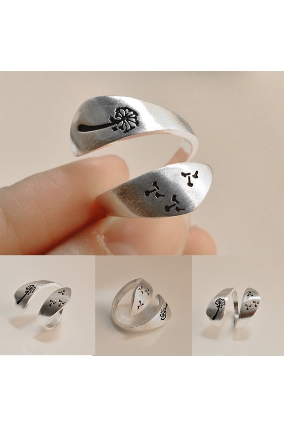 Simple Women Lady Ring Women Dandelion Spiral Opening Finger Ring Jewelry Gift