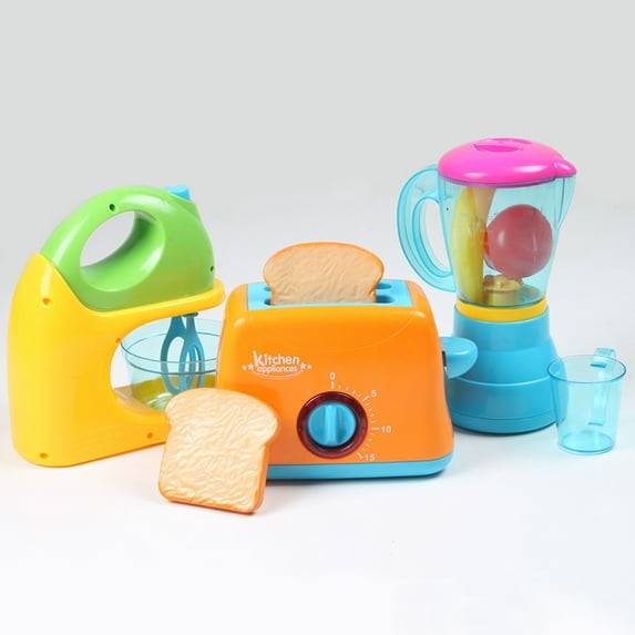 SPRING PARK Simulation Kitchen Appliances Blender Toaster Mixer with LED Pretend Play Toy