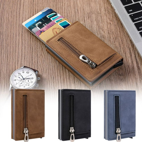 SPRING PARK Slim Wallet for men Blocking Bifold Faux Leather Mini Wallets Money Clip Credit Card Holder Mens