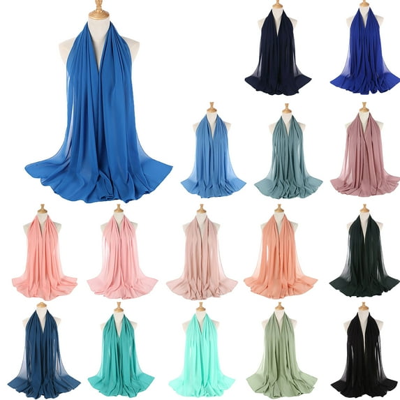 SPRING PARK Soft Chiffon Scarf Plain Color Hijab Head Wrap Shawls Muslim Headscarf