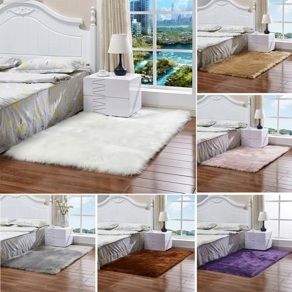 SPRING PARK Soft Faux Fur Area Rugs, Fuzzy Fluffy Sheepskin Carpet, Shaggy Furry Floor Mat for Nursery Rugs Living Room Bedroom