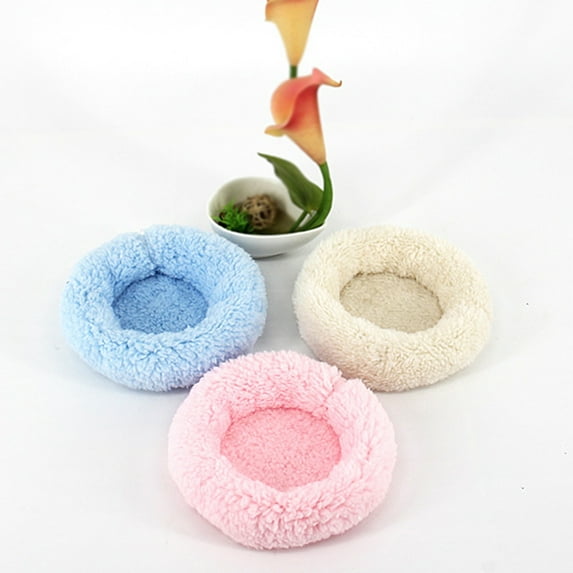 SPRING PARK Soft Plush Round Pet Bed for Cats or Small Dogs, Mini Sized Dog Cat Bed Self Warming Autumn Winter Indoor Snooze Sleeping Cozy Kitty Teddy Kennel