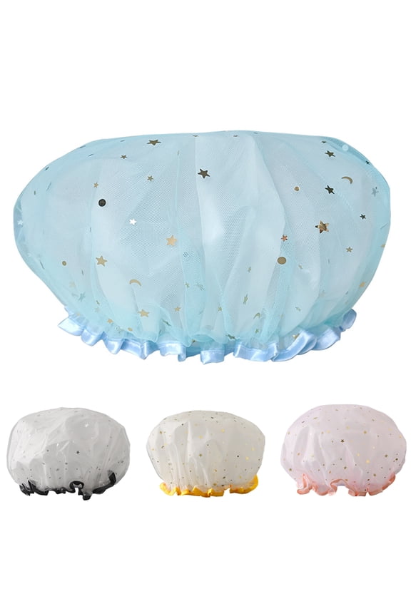 Soft Shower Caps for Girls Women Long Thick Hair Waterproof Bath Hat Cover