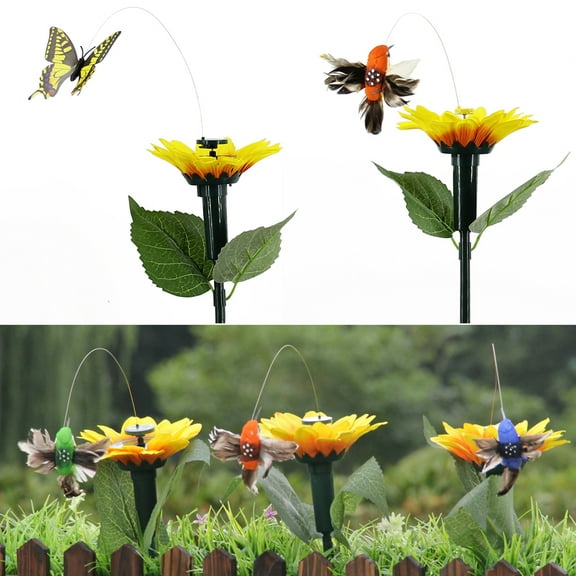 SPRING PARK Solar Powered Flying Butterfly Bird Sunflower Yard Garden Stake Ornament Outdoor