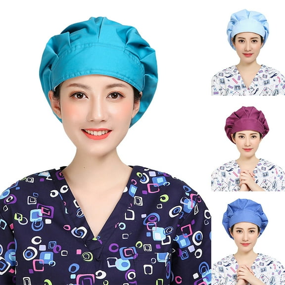 SPRING PARK Solid Color Anti Smoke Dust Proof Chef Scrub Cap Bouffant Casual Adjustable Elastic Hat