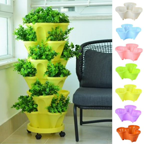 SPRING PARK Stackable Planter, Vertical Garden Planter, Strawberry Planter, Indoor/Outdoor Planters, Garden Tower, Herb Planter for Growing Vegetables Garden and Succulents