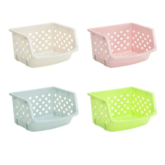 SPRING PARK Stackable Storage Bins Plastic Baskets Rack Stacking Stand Organizer for Vegetable Fruit Food Kitchen Bathroom
