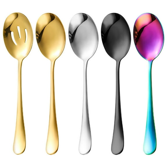 SPRING PARK Stainiess Steel Titanium Plating Multicolor Soup Spoons, Colorful Round Spoons