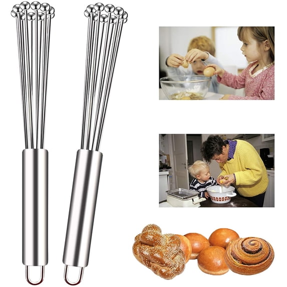 SPRING PARK Stainless Steel Ball Whisk for Kitchen Cooking- 10 Inch and 12 Inch Wire Egg Manual Mixer Whisk Set for Beater Sauces, Cream, Blending, Stirring, Whisking, Beating