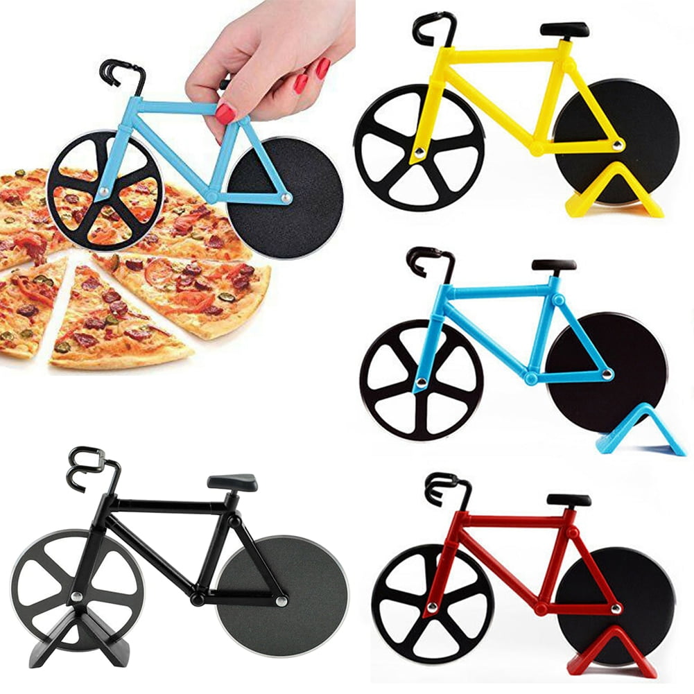 SPRING PARK Stainless Steel Bicycle Pizza Cutter Bike Dual Slicer Chopper Home Kitchen