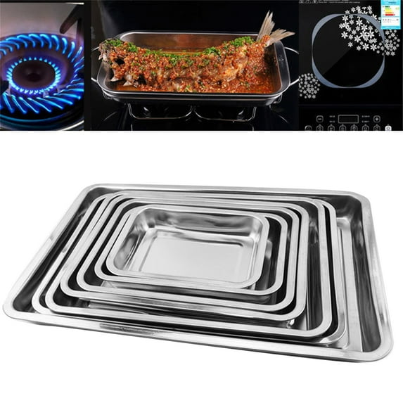 SPRING PARK Stainless Steel Deep Roasting Tray Oven Pan Grill Rack Baking Roaster Tin Tray