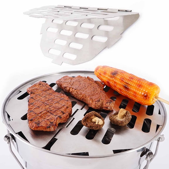 SPRING PARK Stainless Steel Grill Pan Folding Barbecue Plate Camping Round Hexagonal Net