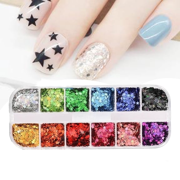 SPRING PARK Star Flakes Nail Art Sequins Paillette Confetti Holographic Laser Shining Gel Colorful Nails Decoration DIY Acrylic Nail Supplies Manicure Tips