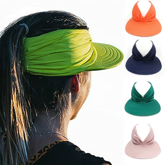 SPRING PARK Summer Women's Sun Visor Sun Hat Anti-ultraviolet Elastic Hollow Top Hat for Outdoor