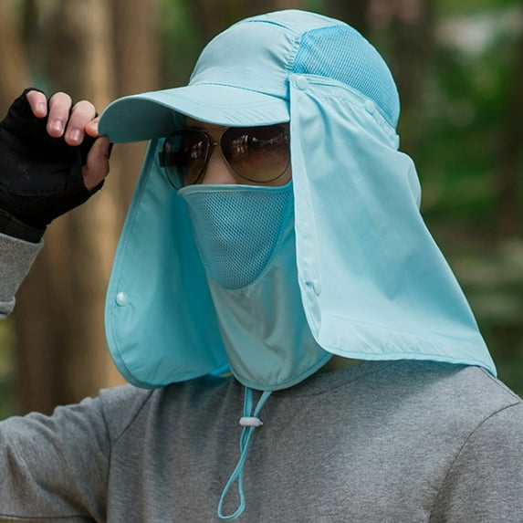 SPRING PARK Sun Cap Fishing Hats with Face Mask Baseball Caps UV Protection Visor Caps Windproof Flap Cover