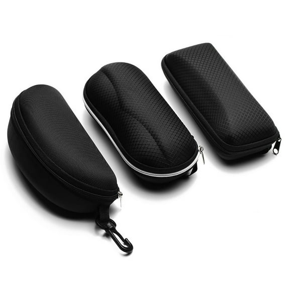 SPRING PARK Sunglasses Eyeglasses Zipper Hard Case Protective Box with Hook (Black)