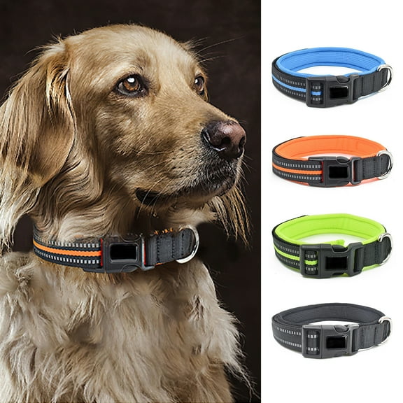 SPRING PARK The Comfort Collar Ultra Soft Polyester Padded Dog Collar for All Breeds - Heavy Duty Adjustable Reflective Weatherproof