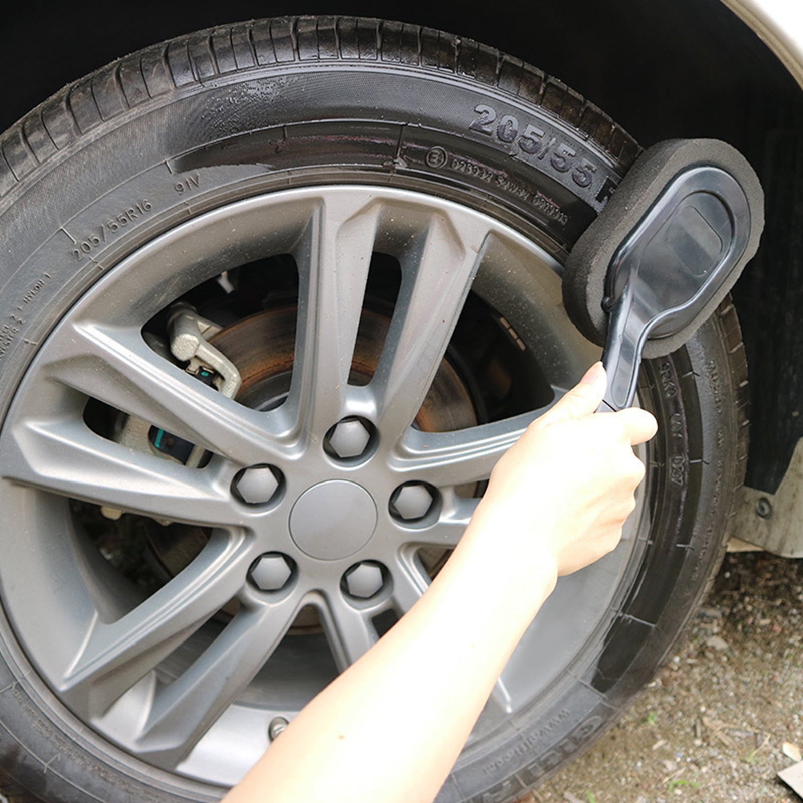 Tire Shine Applicator Brush Car Waxing Tire Dressing Sponge Brush With  Curved Ha