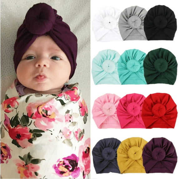SPRING PARK Toddler Infant Baby Girl Boy Autumn Winter Warm Knot Beanie Cap Head Wrap Photo Prop 0-24M