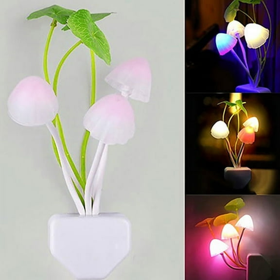 SPRING PARK US EU Plug Adapter LED Night Lamp Discolor Light Sense Control Mushroom Lamp