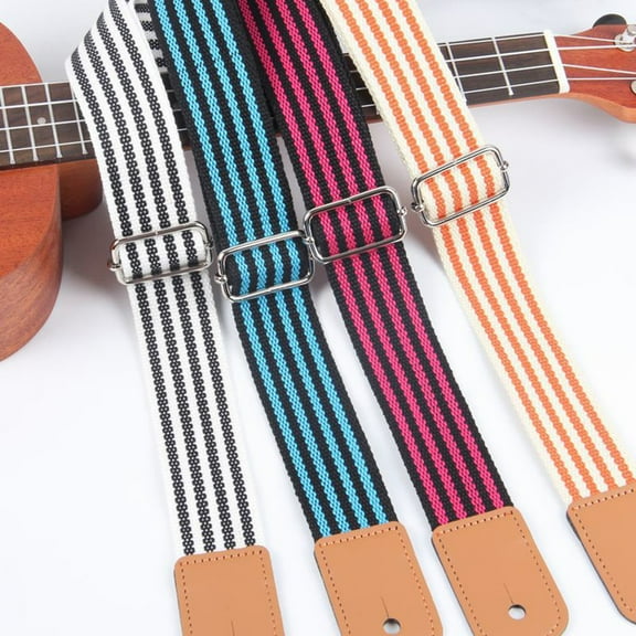 SPRING PARK Ukulele Strap Soft Cotton Linen & Stripe Cotton Shoulder Strap for Ukulele Banjo Mandolin