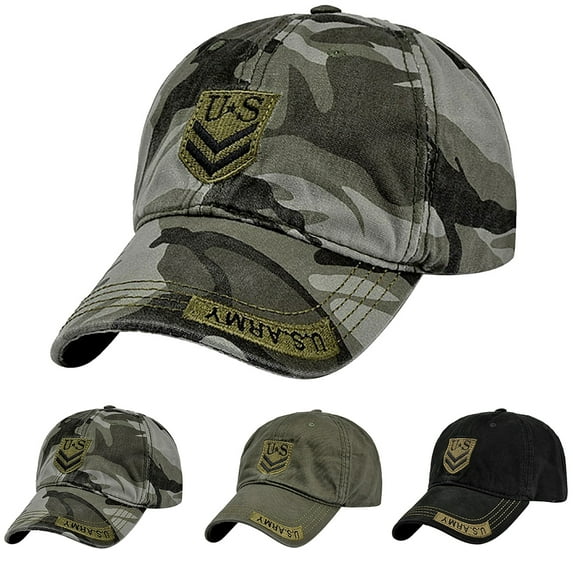 SPRING PARK Unisex Baseball Cap Adults Army Embroidered Design Peak Sun Baseball Cap