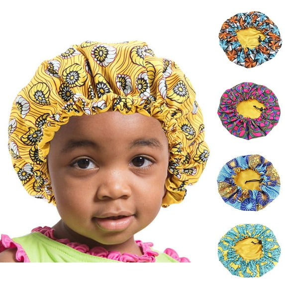 SPRING PARK Unisex Child Peacock Floral Breathable Adjustable Kids Night Sleep Bonnet Hair Care Hat Cap