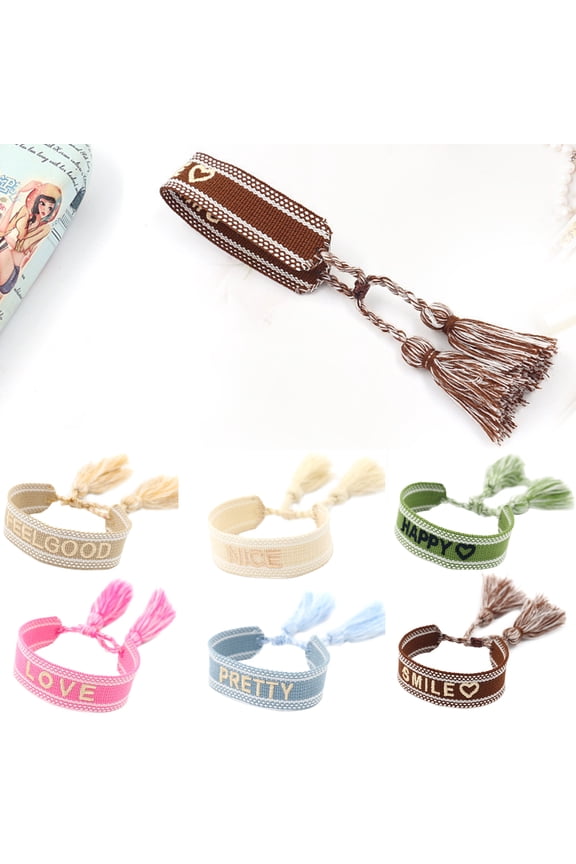 Unisex Knitting Bracelet Beaded Unisex Hand Woven Tassel Bracelet