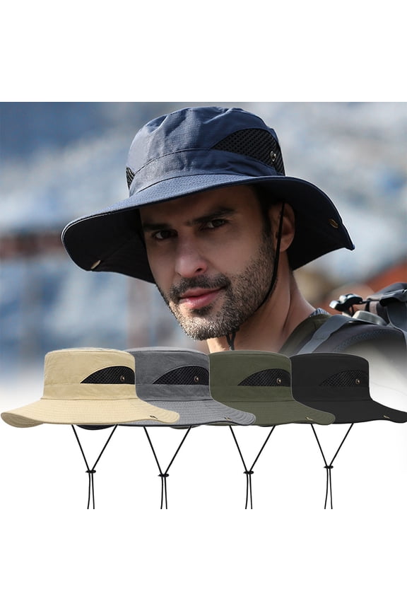 Unisex Men Wide Brim Bucket Boonie Hat UV Protection Camping Safari Summer Sun Cap