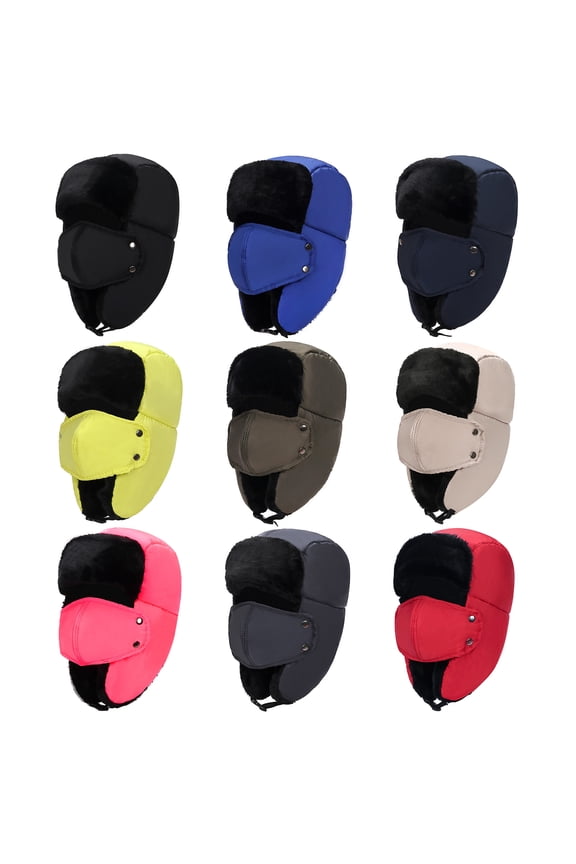 Unisex Men Women Classic Thickened Plush Retro Lei Feng Hat Outdoor Ear Windproof Soft Warm Cap