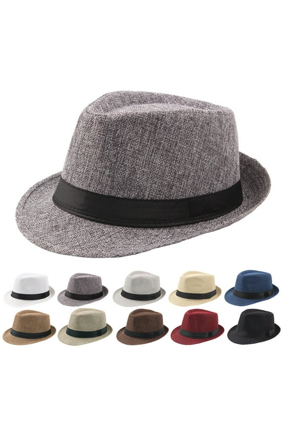 Unisex Men Women Solid Color Wide Brim Jazz Fedora Felt Hat Panama Cap Boater Vintage Sunhat