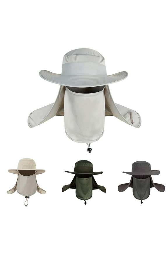 Unisex Men Women Summer Outdoor Anti-mosquito Sun Protection Neck Face Cover Flap Cap Wide Brim Hiking Fishing Hat