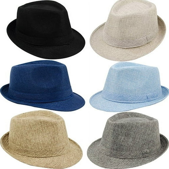 SPRING PARK Unisex Men Women's Vintage Solid Color Summer Beach Cap Sun Screen Linen Fedoras Outdoor Travel Dance Jazz Hats