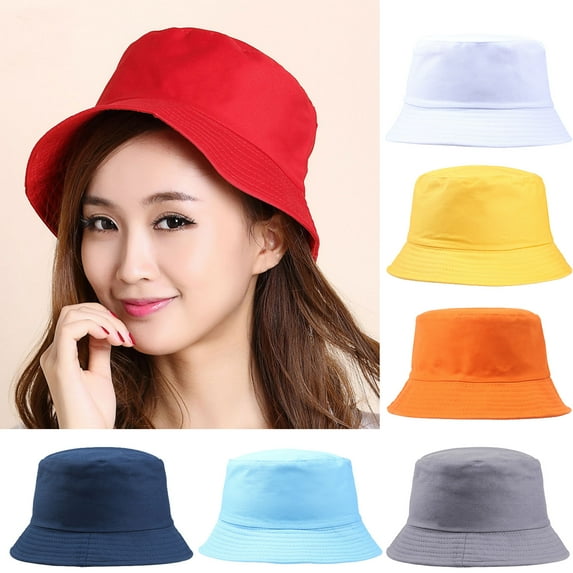SPRING PARK Unisex Summer Outdoor Solid Color Bucket Sun Hat Fisherman Cap
