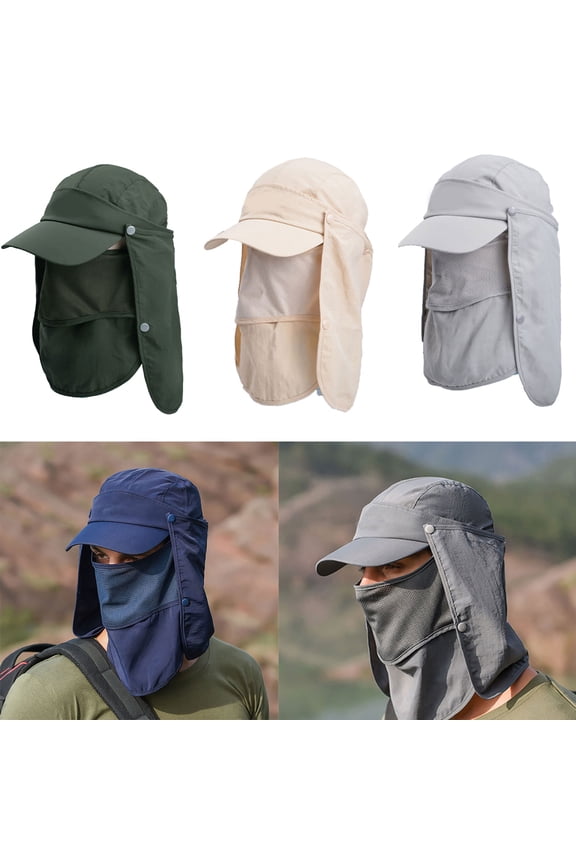 Unisex Summer Outdoor Sun Cap Fishing Hat Quick Dry Baseball Cap with Face Neck Cover Flap