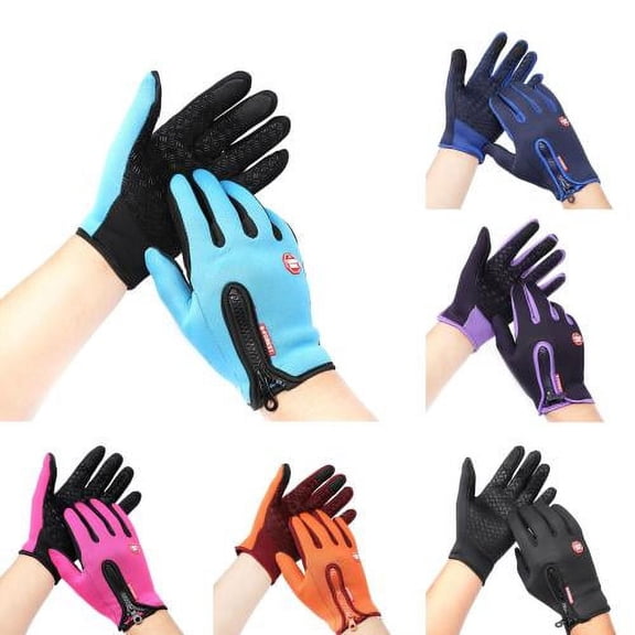 SPRING PARK Unisex Waterproof Winter Gloves Warm Windproof Fingers Zipper Gloves for Men Skiing and Outdoor Work