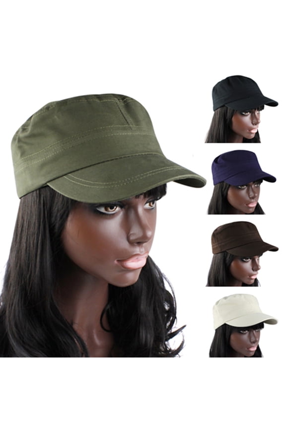 Unisex Women Men Solid Color Vintage Adjustable Military Army Baseball Cap Retro Cadet Classic Sun Hat Gift