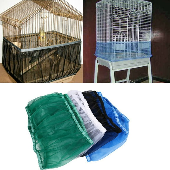SPRING PARK Universal Birdcage Cover Breathable Dustproof Seed Catcher Nylon Mesh Parrot Cage Skirt