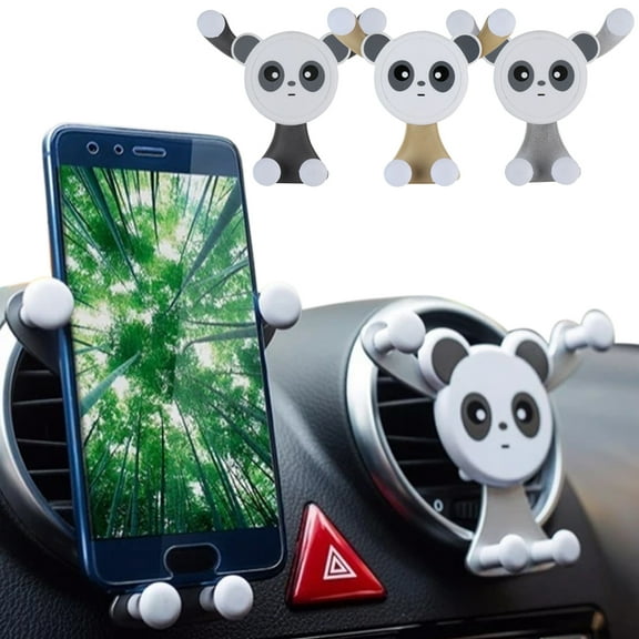 SPRING PARK Universal Cute Panda Car Air Vent Gravity Mobile Phone Holder Bracket Stand Grey