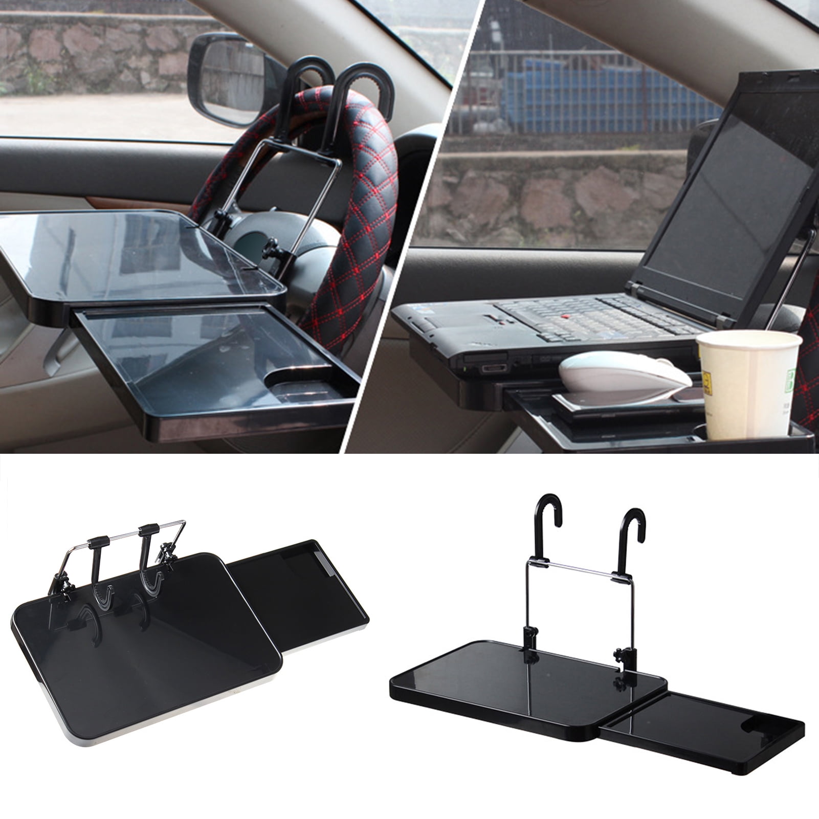 SPRING PARK Universal Foldable Car Table Laptop Desk Computer Rack Shelf with Drawer Hook