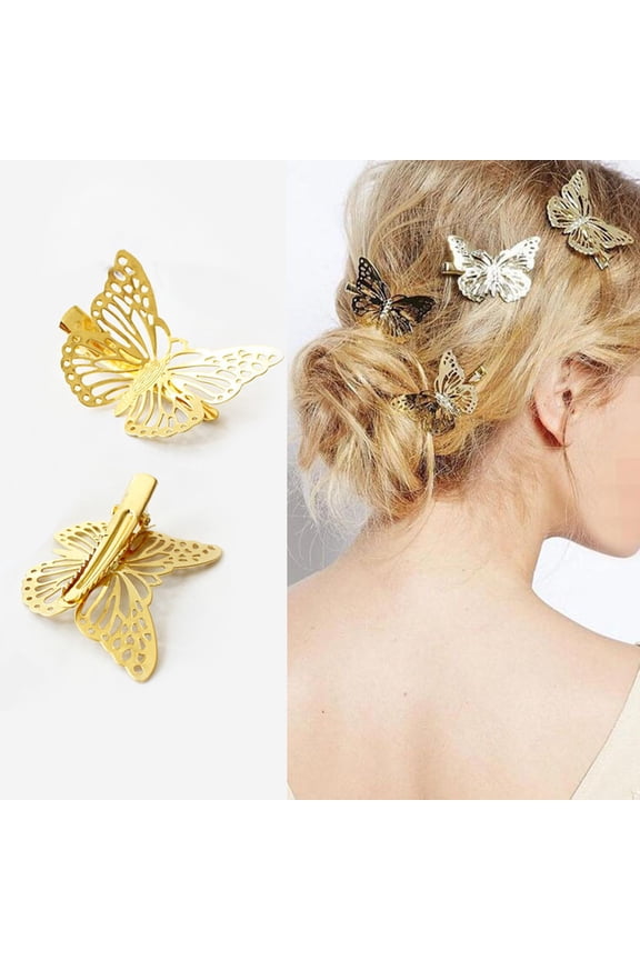 Vintage Girls Women Crystal Butterfly Hair Barrette Clip Hairpin Barrette Headwear