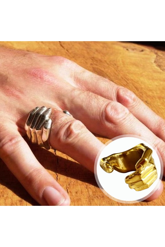 Vintage Love Hug Carved Hand Rings Forever Love Open Finger Adjustable Ring