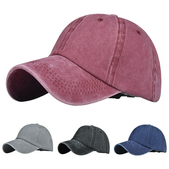 SPRING PARK Vintage Solid Color Anti UV Outdoor Sports Ponytail Hat Baseball Cap Men Women